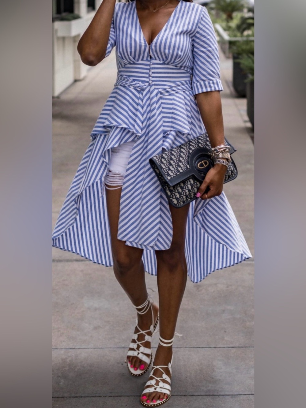English Factory Striped High Low Dress S - Picture 10 of 15